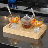Bandeja Retangular de MDF com Fundo Vidro Trelica 30cm - Ela Decora